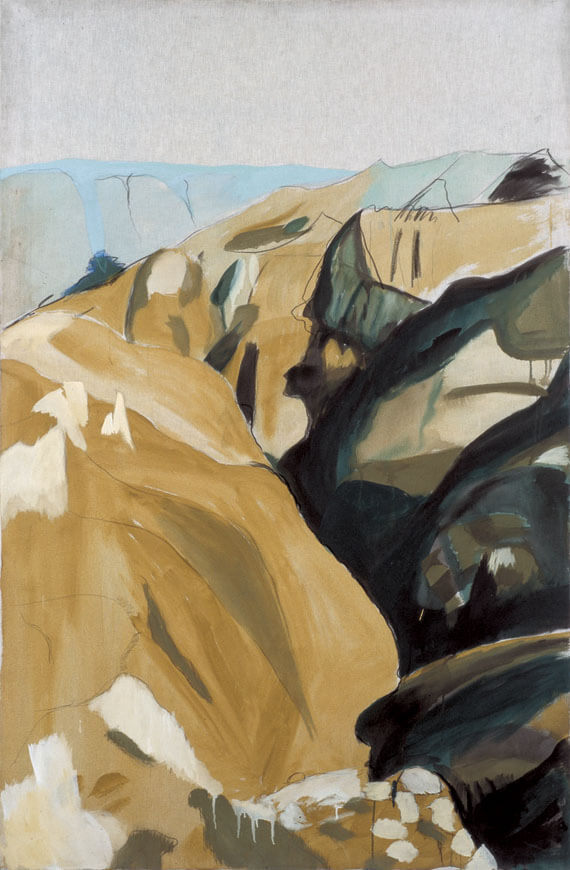 Mexikanische Landschaft I, 1976 | Kohle, Leimfarbe/Leinwand | 200 × 130 cm | WVZ 001