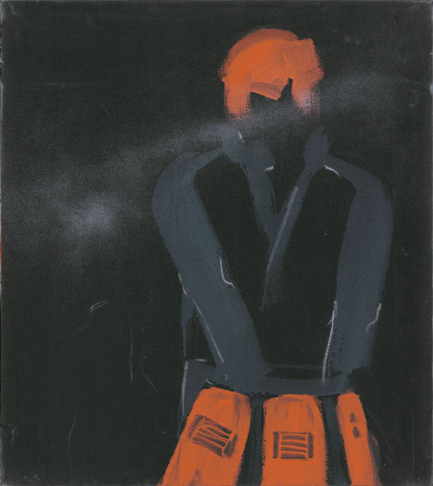 Conrad Schnitzler, 1976 | Leimfarbe, Spraylack/Leinwand | 65 × 50 cm | WVZ 008