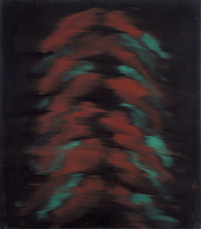 Bernd Zimmer | Schlange I, 1976 | Leimfarbe, Öl/Leinwand | 55 × 140 cm | WVZ 013