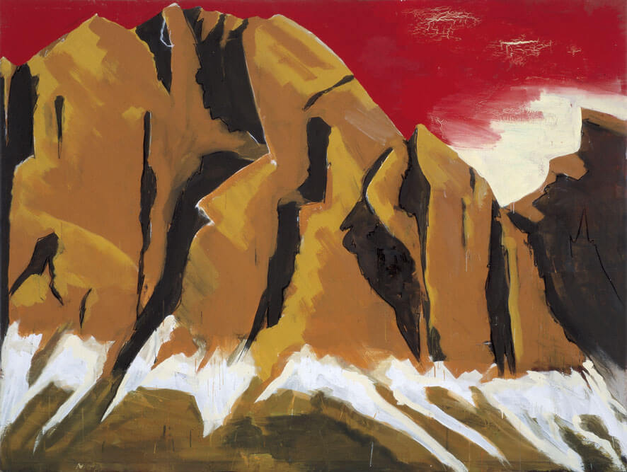 Dolomiten (Sella), 1976 | Leimfarbe/Leinwand | 215 × 295 cm | WVZ 015