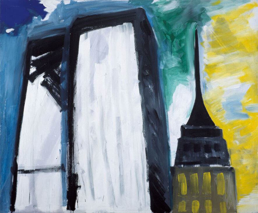 Bernd Zimmer | New York. WTC, 1977 | Dispersion, Leimfarbe/Leinwand | 196 × 240 cm | WVZ 028