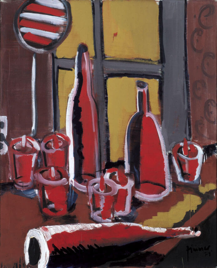 Bernd Zimmer | Flaschen, 1978 | Leimfarbe/Leinwand | 160 × 130 cm | WVZ 048