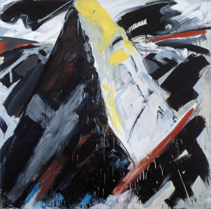 Bernd Zimmer | Gran Sasso I, 1978 | Leimfarbe, Spraylack/Leinwand | 200 × 200 cm | WVZ 063