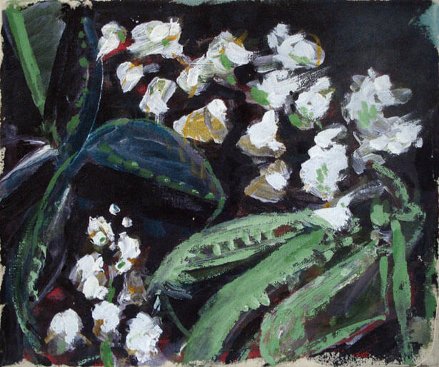 Kastanienblüte, 1979 | Kohle, Leimfarbe/Leinwand | 25 × 30 cm | WVZ 097