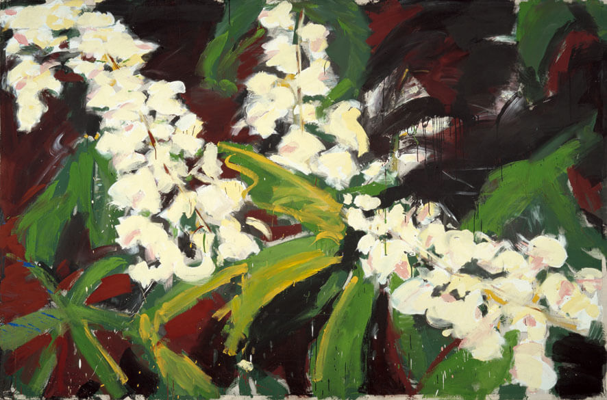 Kastanienblüten I, 1979 | Leimfarbe/Leinwand | 205 × 310 cm | WVZ 098