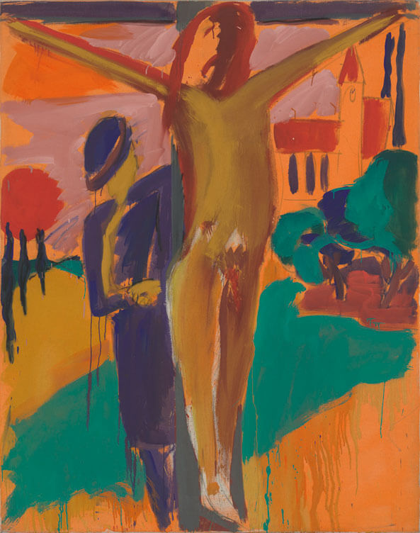 Kreuzigung. Marterl, 1979 | Leimfarbe/Leinwand | 200 × 160 cm | WVZ 132