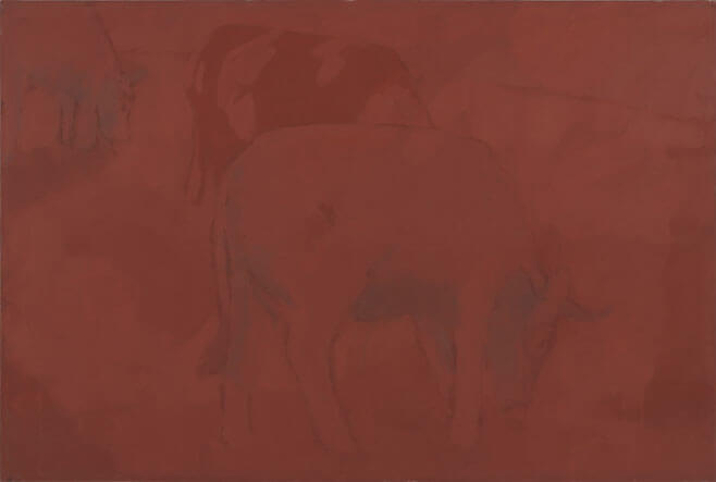 Kühe. Sonnenuntergang, 1979 | Dispersion, Leimfarbe/Leinwand | 205 × 300 cm | WVZ 137