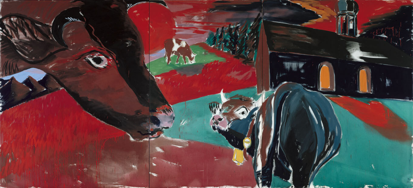 Föhnsicht, 1981 | Dispersion/Leinwand | 250 × 560 cm, 3-teilig | WVZ 163