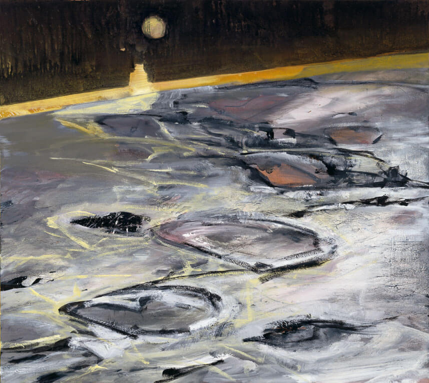 Fremder Mond. Planetenaufgang, 1998 | Acryl, Bitumen/Leinwand | 170 × 190 cm | WVZ 1632