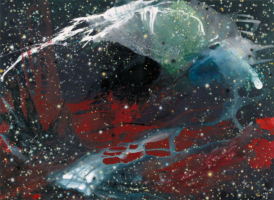 Meteoritensturz. Z-32, 2000 | Acryl, Öl, Pastell/Leinwand | 190 × 260 cm | WVZ 1666