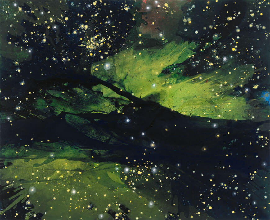 Green Star. Z-33-B, 2000 | Acryl, Öl, Pastell/Leinwand | 130 × 160 cm | WVZ 1668