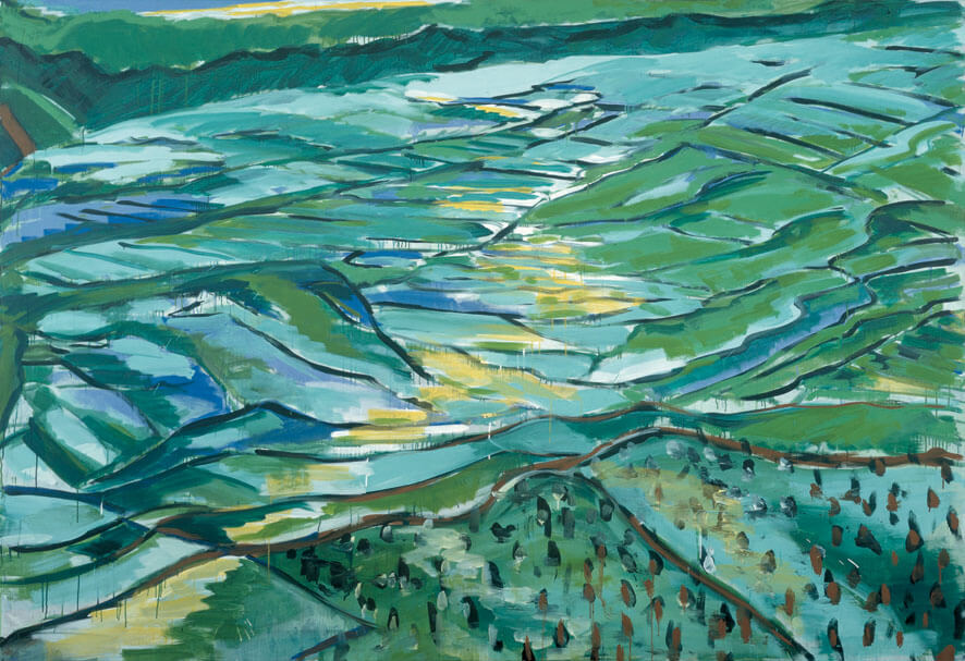 Reisfelder II, 1981 | Dispersion, Öl/Leinwand | 205 × 300 cm | WVZ 208