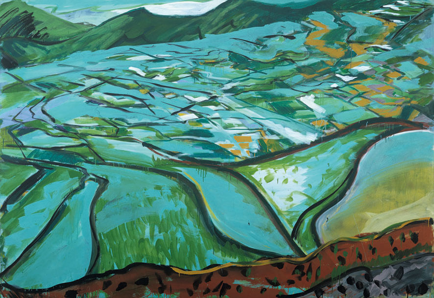 Reisfelder III, 1981 | Dispersion, Öl/Leinwand | 205 × 300 cm | WVZ 209