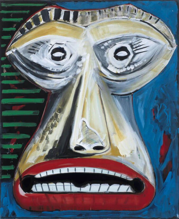 Bernd Zimmer | Maske. (Topeng), 1981 | Mischtechnik/Leinwand | 160 × 130 cm | WVZ 220
