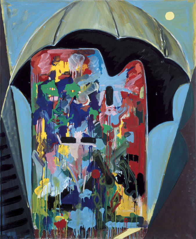 Bernd Zimmer | Maske. (Topeng), 1981 | Mischtechnik/Leinwand | 160 × 130 cm | WVZ 224