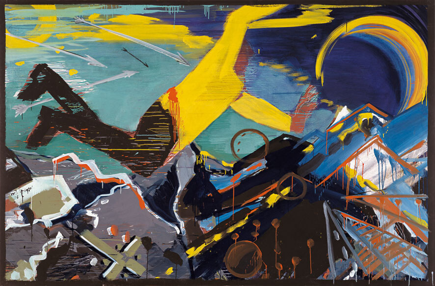 Bernd Zimmer | Peterchens Mondfahrt, 1976/81 | Dispersion, Öl/Leinwand | 190 × 290 cm | WVZ 232