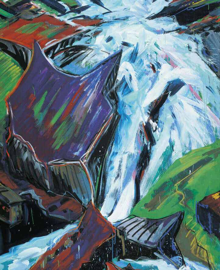 Bernd Zimmer | Wasserfall, 1981 | Dispersion, Kreide/Leinwand | 205 × 160 cm | WVZ 247