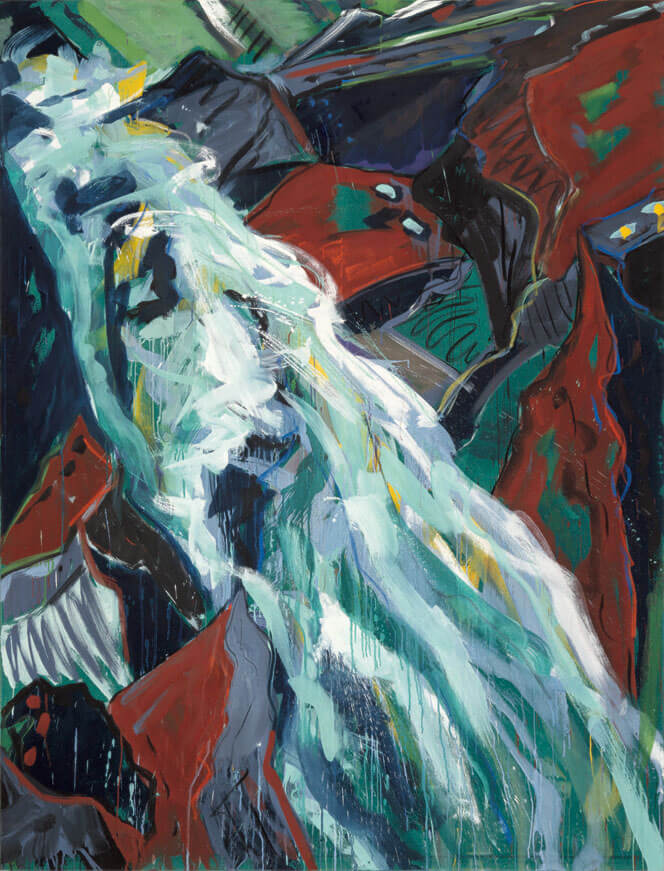 Stürzender Bach, 1981 | Dispersion, Kreide/Leinwand | 210 × 160 cm | WVZ 255