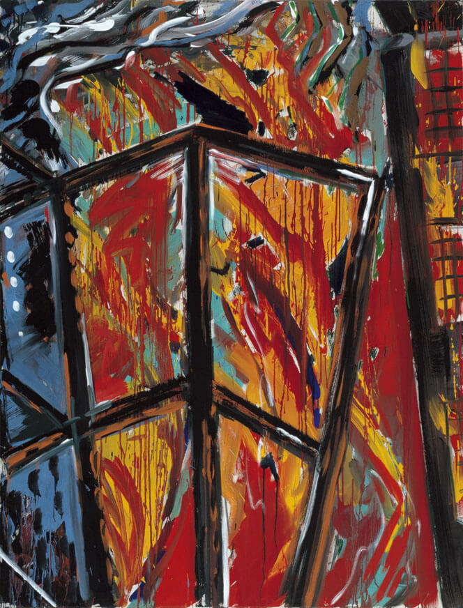 Feuerbild III, 1981 | Dispersion, Öl/Leinwand | 210 × 160 cm | WVZ 258