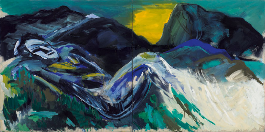 Bernd Zimmer | Am Fels, 1982 | Dispersion/Leinwand | 200 × 400 cm | WVZ 284
