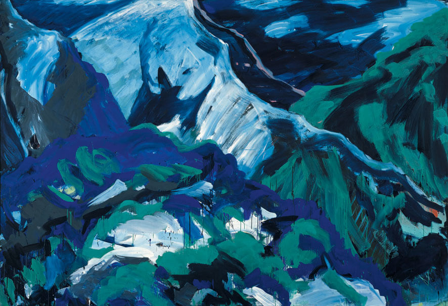 Nächtliche Überschreitung. Gepeiner Scharte, 1982 | Dispersion, Öl/Leinwand | 205 × 300 cm | WVZ 295