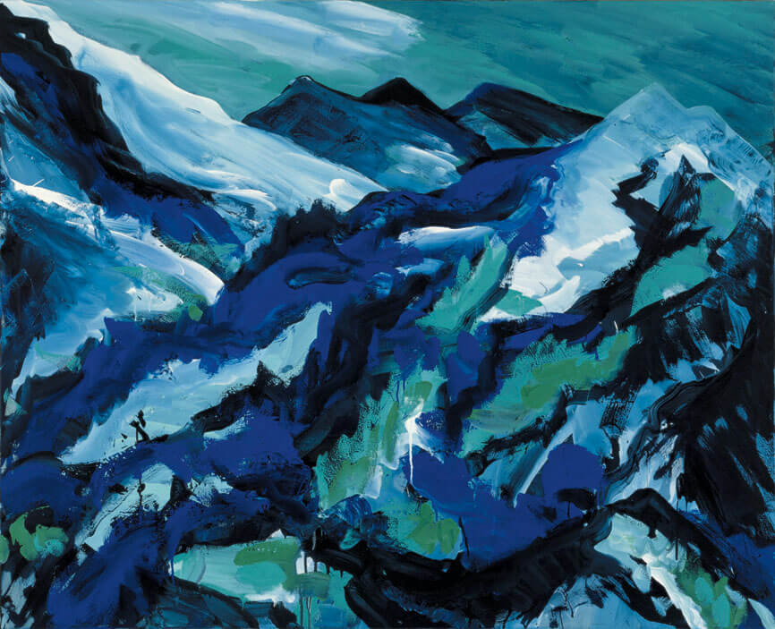 Bernd Zimmer | o.T. (Berg, blau), 1982 | Dispersion/Leinwand | 130 × 160 cm | WVZ 297
