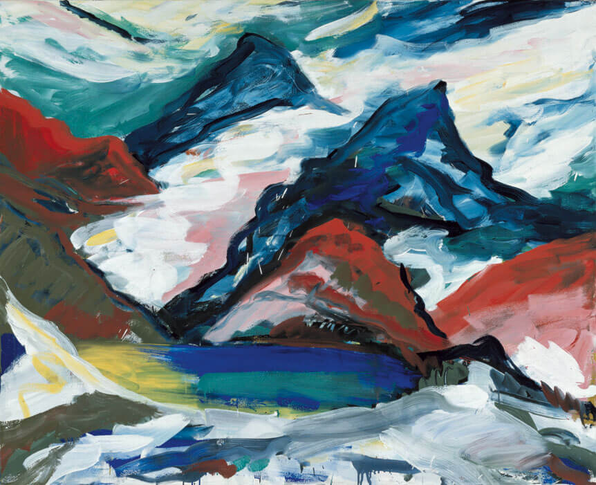 Aus der Ferne, 1982 | Dispersion, Lackspray, Öl/Leinwand | 160 × 200 cm | WVZ 309