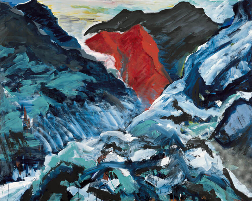 Aus der Ferne, 1982 | Dispersion, Lackspray, Öl/Leinwand | 160 × 200 cm | WVZ 311