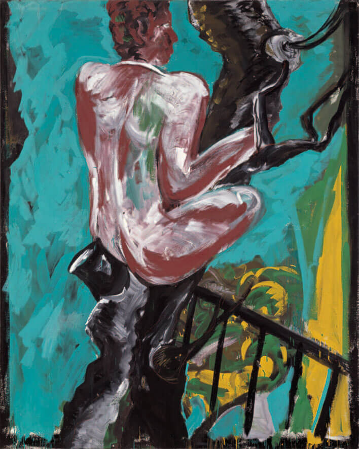 Mann im Baum, 1982 | Acryl, Öl/Leinwand | 200 × 160 cm | WVZ 322