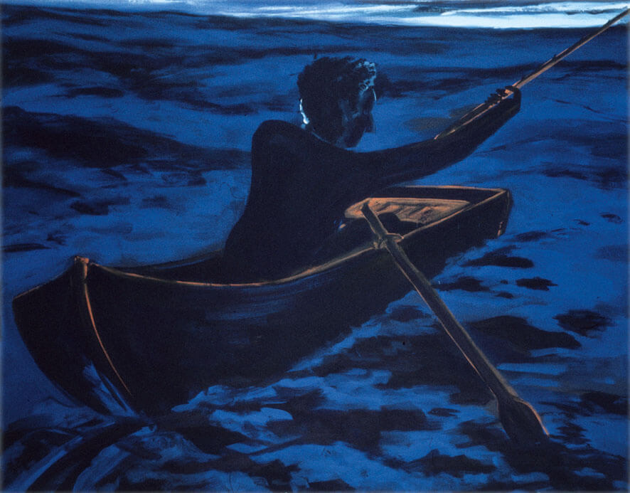 Lago Bracciano. Fischer, 1982 | Dispersion, Öl/Leinwand | 180 × 230 cm | WVZ 332