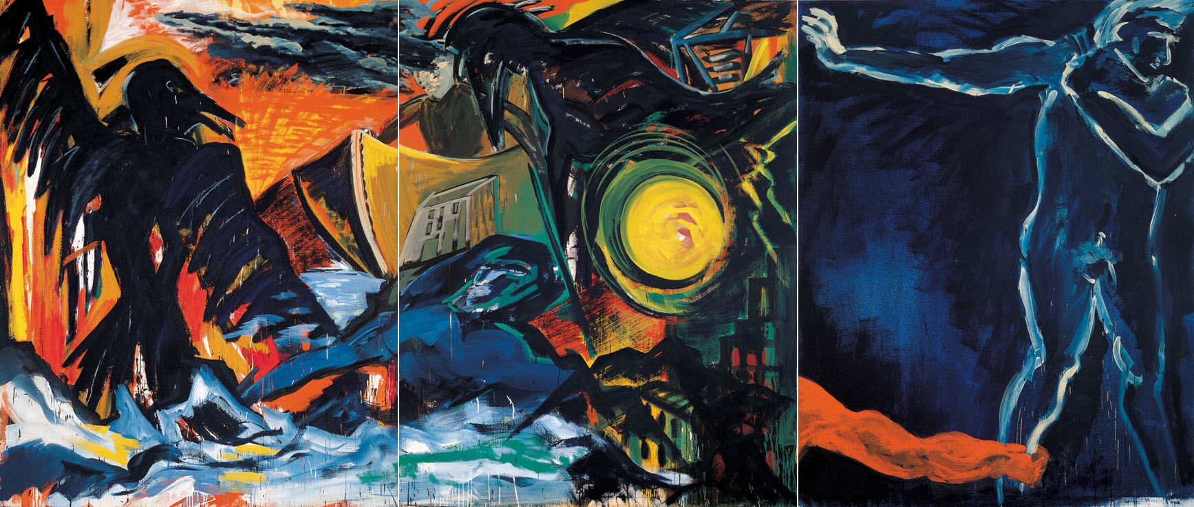 Traum (Vertreibung), 1983 | Dispersion, Öl/Leinwand | 230 × 540 cm, 3-teilig | WVZ 334
