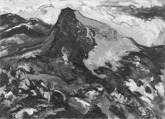 Berge. Blau, gelb, rot, 1983/84 | Öl/Leinwand | 50 × 70 cm | WVZ 356
