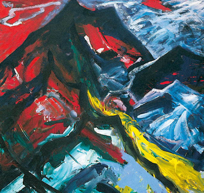 Ihr Berge, tanzt!, 1983 | Dispersion, Öl/Leinwand | 205 × 195 cm | WVZ 362
