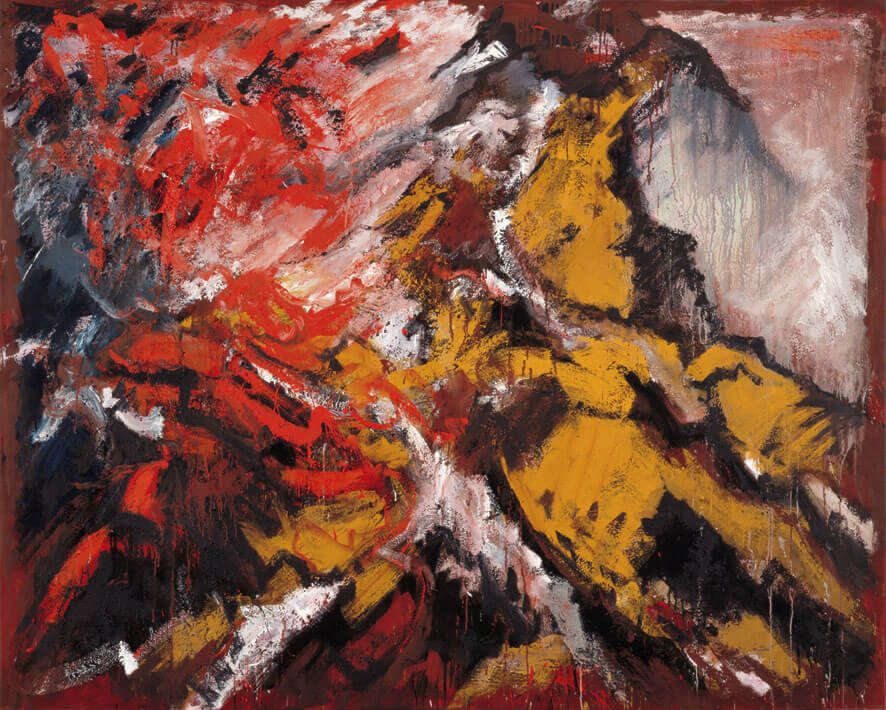 Bernd Zimmer | Explosion, 1983 | Dispersion, Öl, Kiesel/Leinwand | 160 × 200 cm | WVZ 386