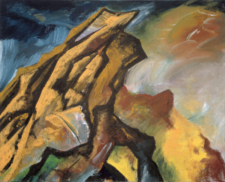 Stein am Abgrund, 1983/84 | Dispersion, Öl | 130 × 160 cm | WVZ 395
