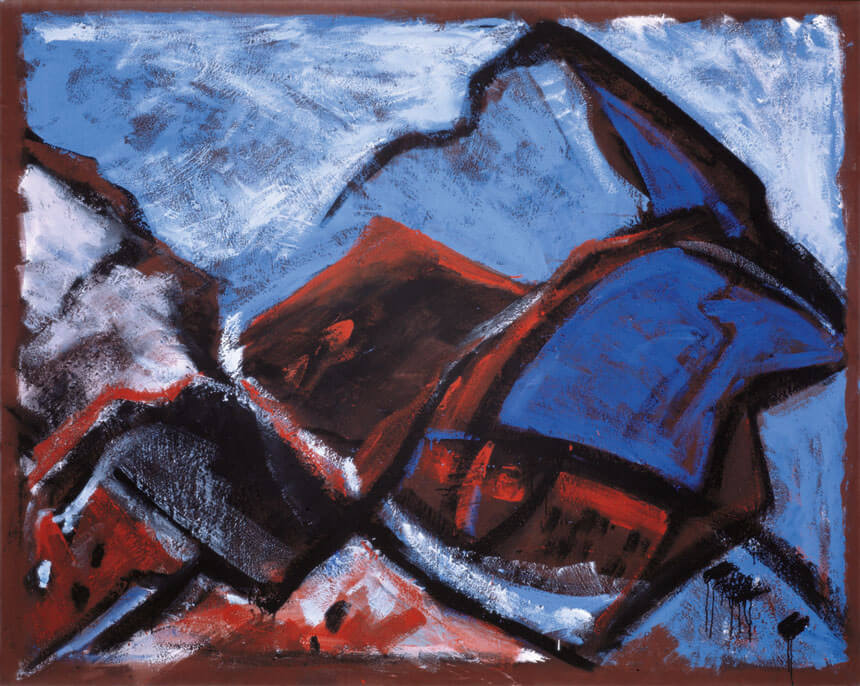 Bernd Zimmer | Gran Sasso, 1983 | Acryl, Öl, Sand/Leinwand | 160 × 200 cm | WVZ 400