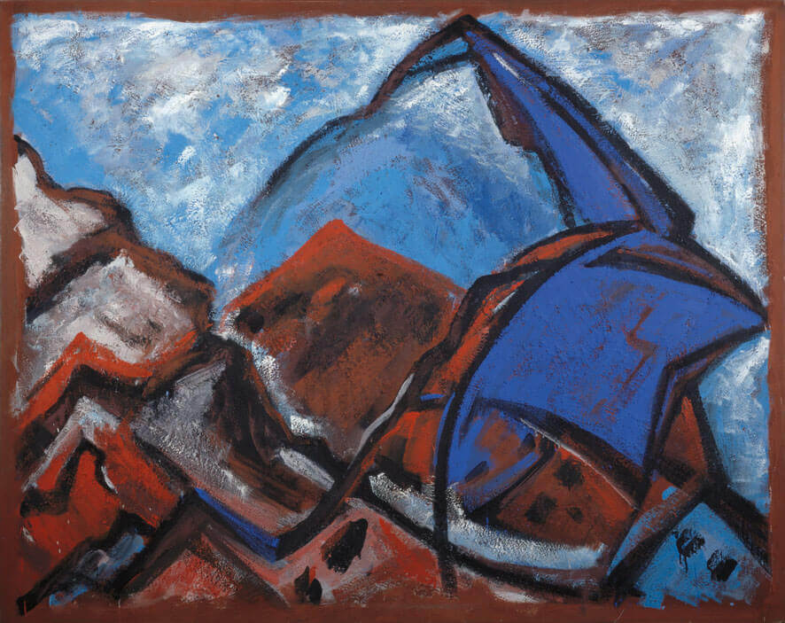 Bernd Zimmer | Gran Sasso, 1983 | Acryl, Öl, Sand/Leinwand | 160 × 200 cm | WVZ 401