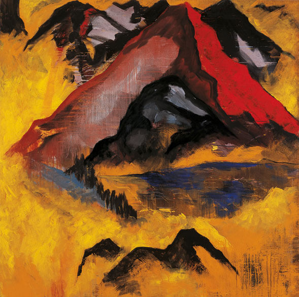 Aus der Ferne. Bergsee, 1983/84 | Acryl, Öl/Leinwand | 200 × 200 cm | WVZ 404