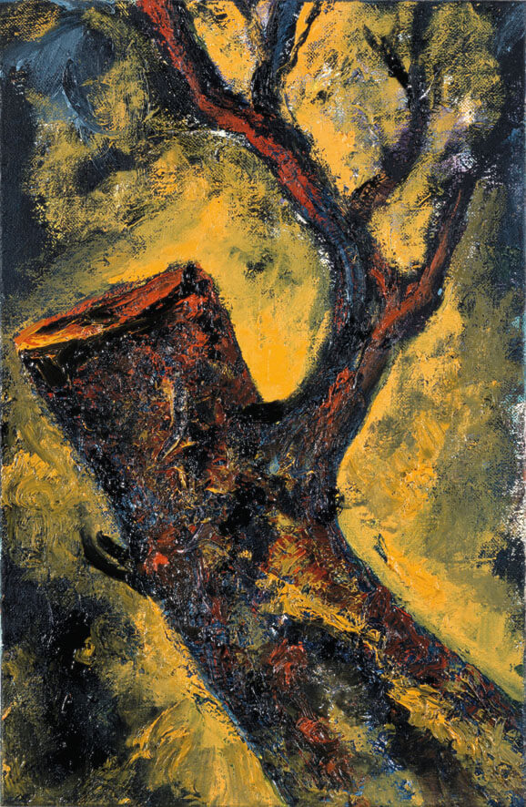 Baumstumpf, 1984 | Öl/Leinwand | 46 × 30 cm | WVZ 436