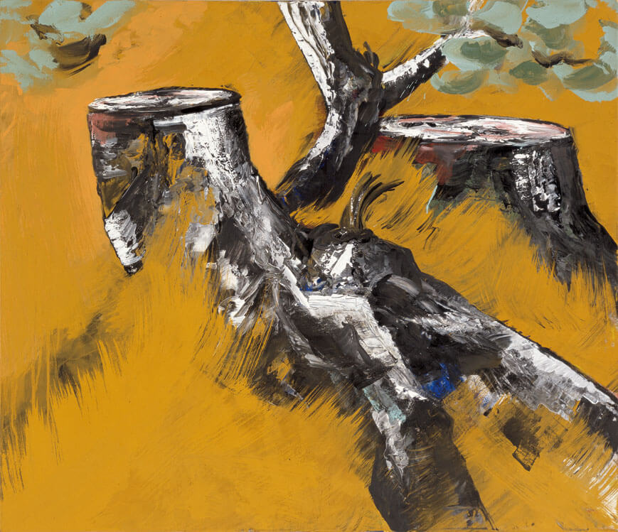 Abgeschlagene Olivenbäume, 1984 | Dispersion/Leinwand | 100 × 120 cm | WVZ 440