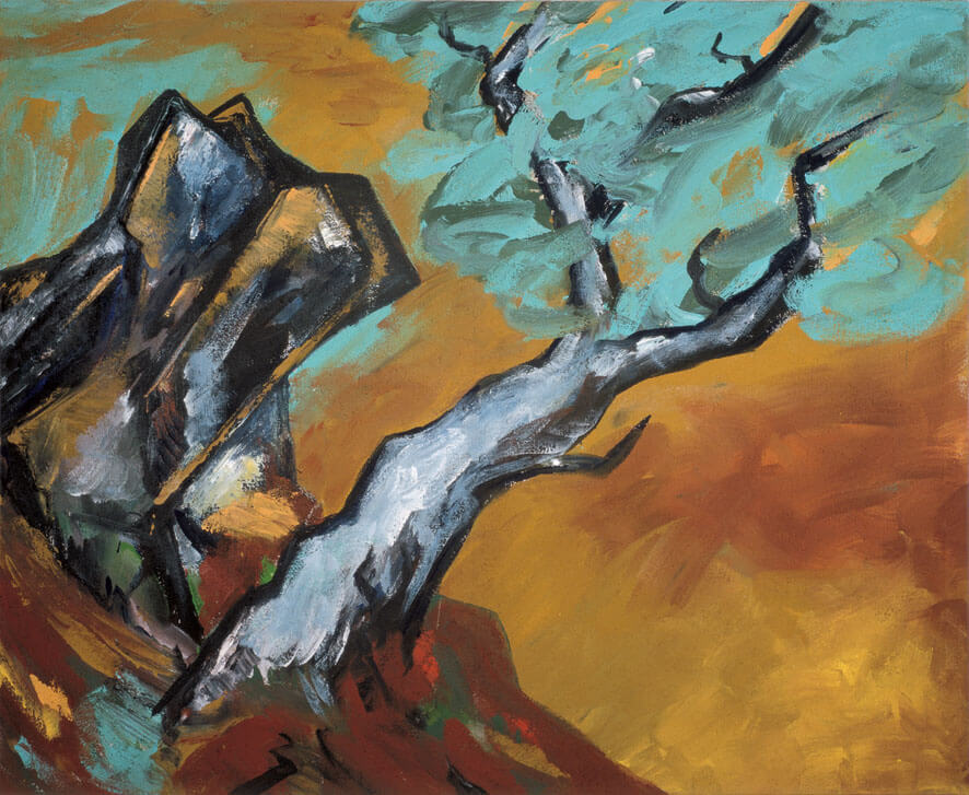Olivenbaum. Fels, 1984 | Öl/Leinwand | 130 × 160 cm | WVZ 451