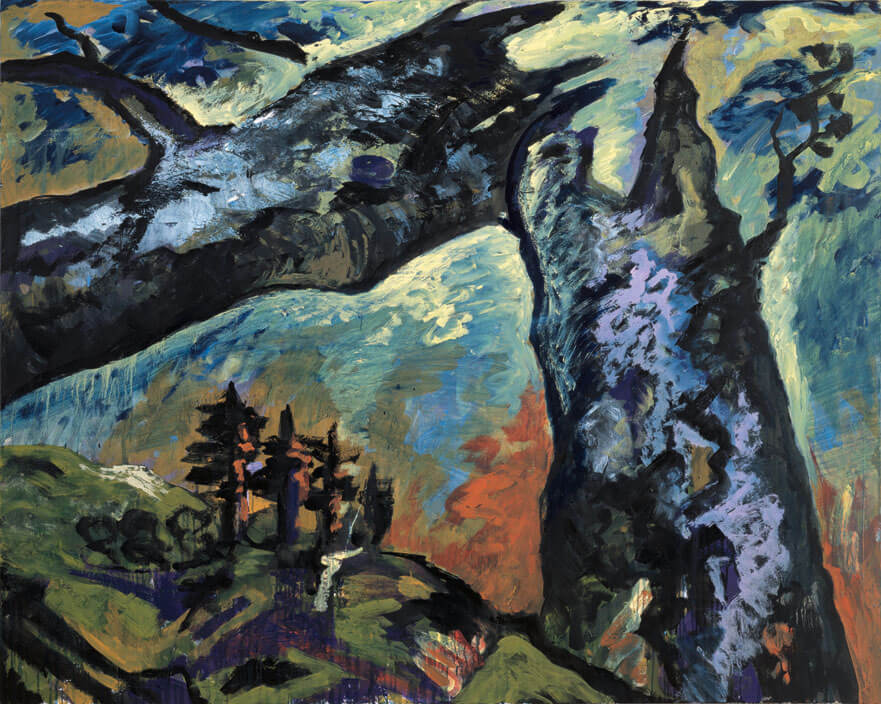 Bernd Zimmer | Sturm. Abgeknickter Baum, 1984 | Acryl, Öl/Leinwand | 160 × 200 cm | WVZ 460
