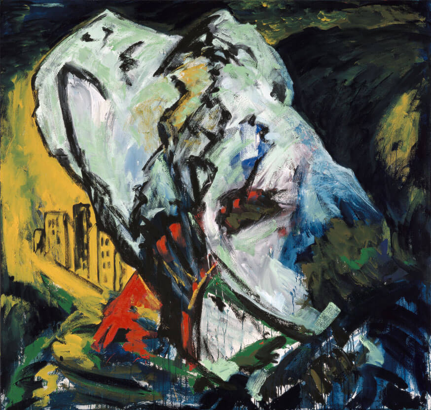 Bernd Zimmer | Findling, 1984 | Acryl, Öl/Leinwand | 200 × 210 cm | WVZ 471