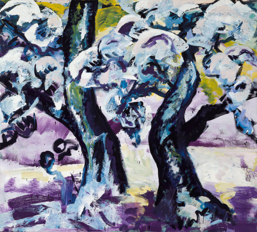 Verschneite Bäume, 1985 | Dispersion, Öl/Leinwand | 180 × 200 cm | WVZ 497
