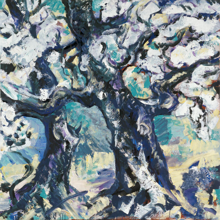 Bäume. Verschneit, 1985 | Dispersion, Öl/Leinwand | 200 × 200 cm | WVZ 498