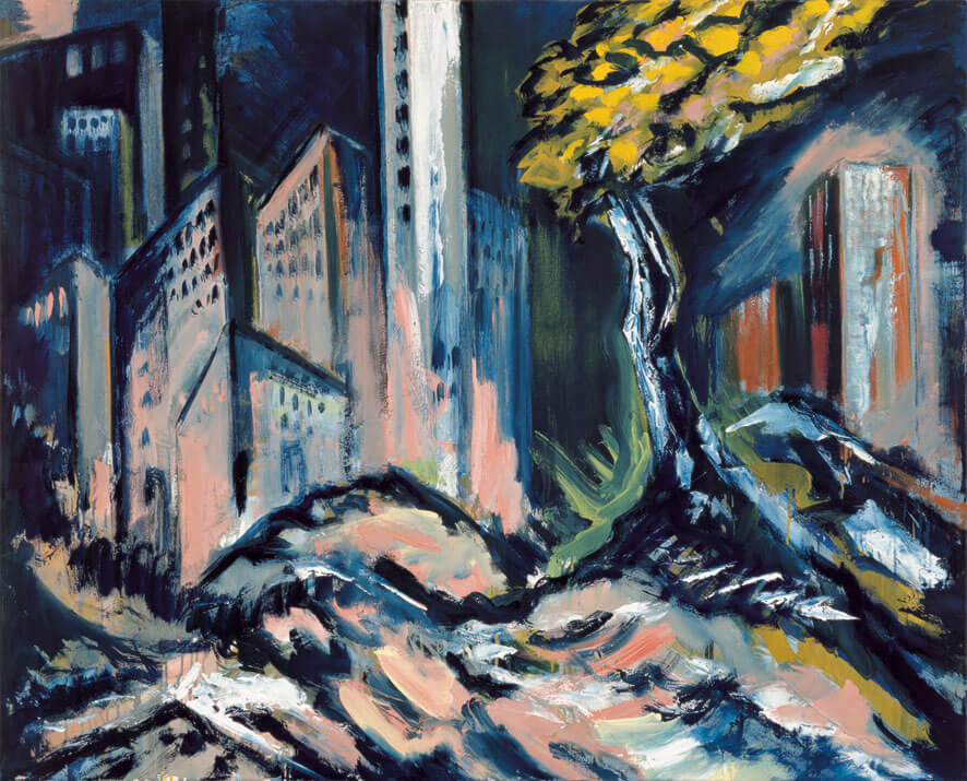 Stadt am Meer, 1985 | Acryl, Öl/Leinwand | 130 × 160 cm | WVZ 510