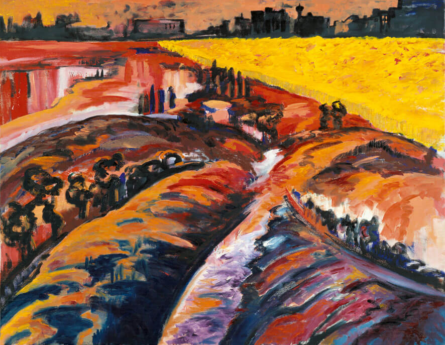 Vor der Stadt, 1985 | Öl/Leinwand | 175 × 225 cm | WVZ 517