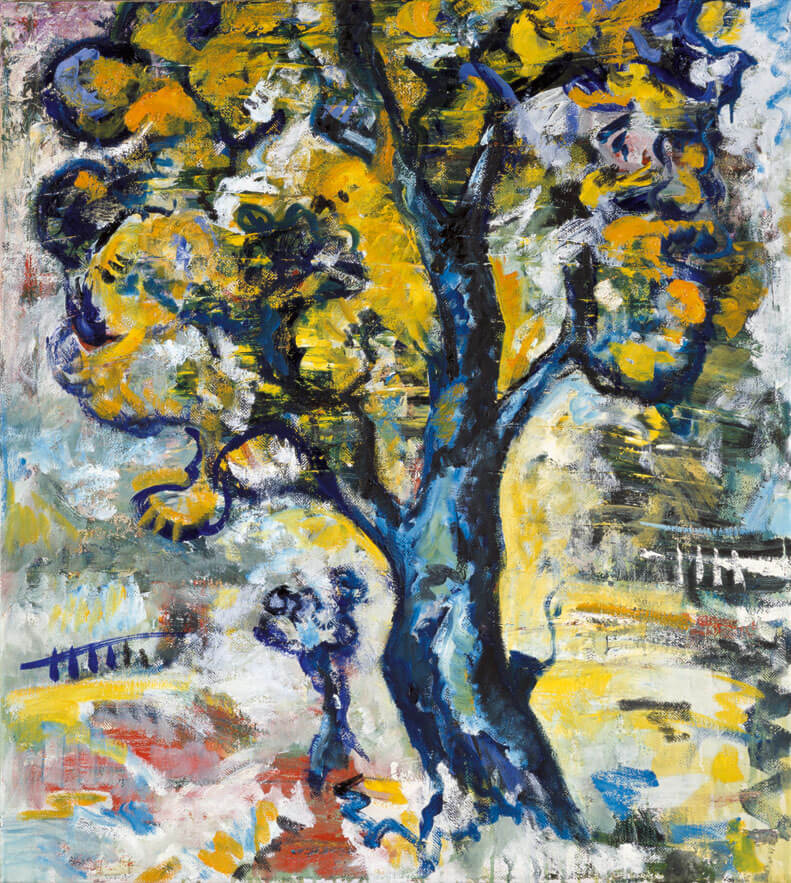 Bernd Zimmer | Verschneiter Baum, 1985 | Öl/Leinwand | 100 × 89 cm | WVZ 536