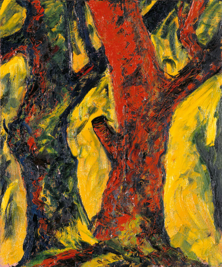 Bäume im Gegenlicht. Kreuzung, 1985 | Öl/Leinwand | 60 × 50 cm | WVZ 541