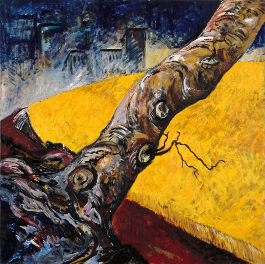 Bernd Zimmer | Im Schutz des Baumes, 1985 | Öl/Leinwand | 180 × 180 cm | WVZ 556